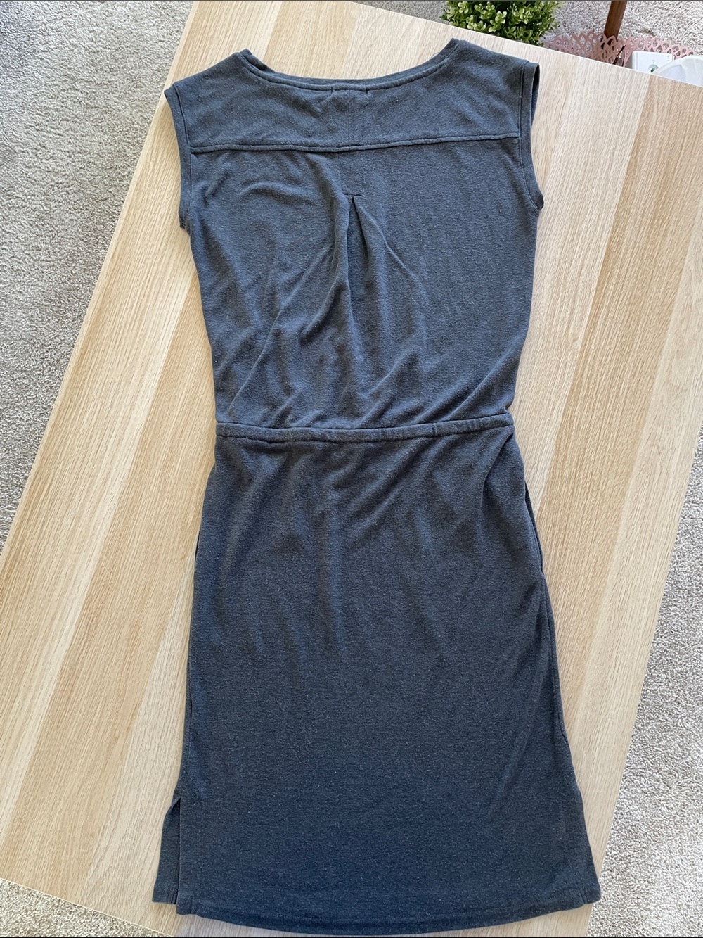 prAna Charcoal Sleeveless Drawstring Midi Dress. - Picture 3 of 4